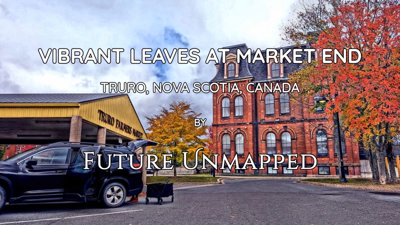 Tired vendors packing their vehicles - outside provincial hub town market - while winding down from breezy autumn morning of lively trade and local networking.